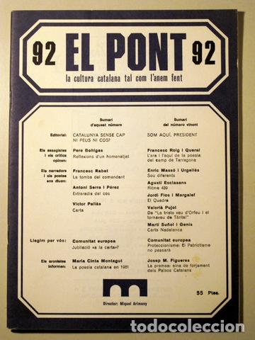 Libros de segunda mano: EL PONT. N&uacute;m 92 - Barcelona - Foto 1