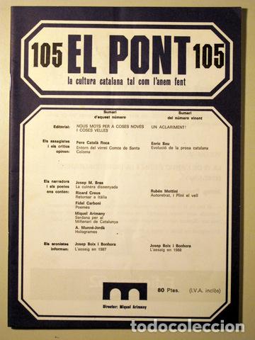Libros de segunda mano: EL PONT. N&uacute;m 105 - Barcelona - Foto 1
