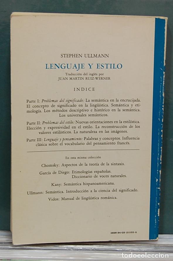 Libros de segunda mano: Lenguaje y estilo. Stephen Ullmann. Aguilar 1977 - Foto 2