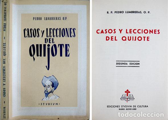 Libros de segunda mano: LUMBRERAS, Pedro.  Casos y lecciones del Quijote.  1952.