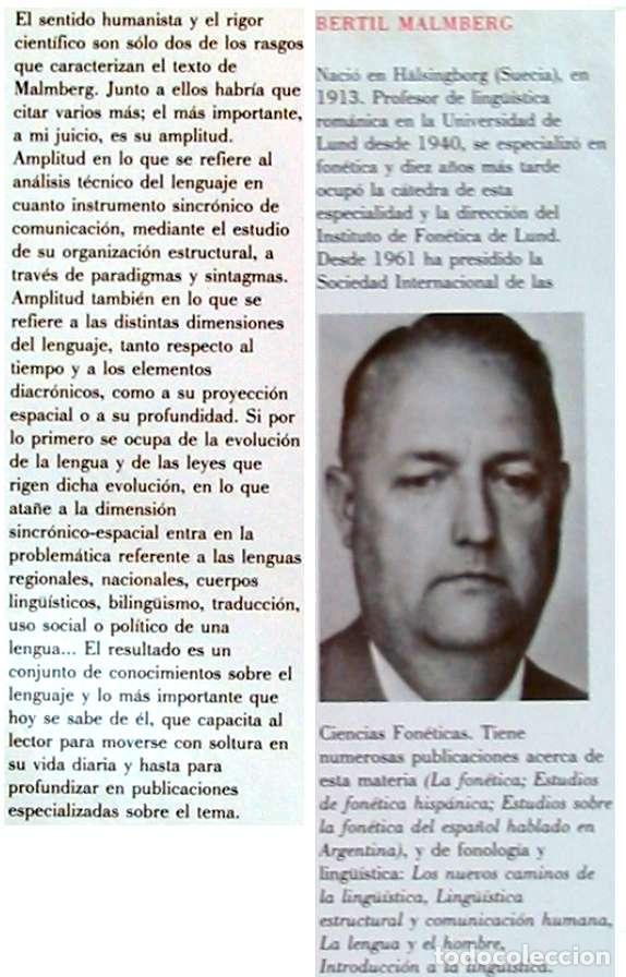 Libros de segunda mano: INTRODUCCI&Oacute;N A LA LING&Uuml;&Iacute;STICA - BERTIL MALMBERG 1988 - VER INDICE - Foto 2