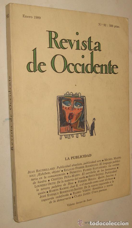 Libros de segunda mano: REVISTA DE OCCIDENTE ENERO 1989 NUMERO 92 - Foto 1