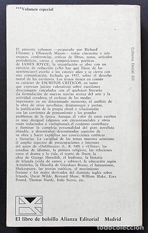 Libros de segunda mano: Escritos cr&iacute;ticos - James Joyce - Alianza 1975 - Foto 2
