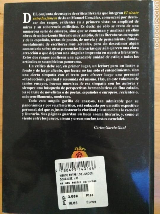 Libros de segunda mano: El viento entre los juncos de Juan Manuel Gonz&aacute;lez - Foto 2