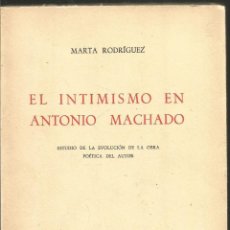 Libros de segunda mano: MARTA RODRIGUEZ. EL INTIMISMO EN ANTONIO MACHADO. 