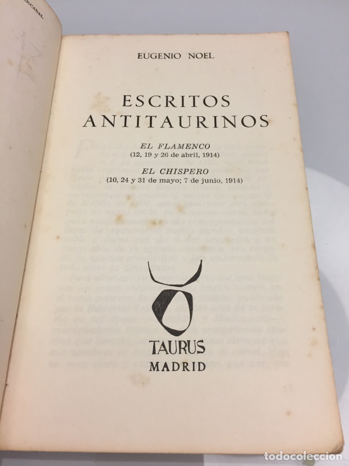 Libros de segunda mano: Libro Escritos antitaurinos. Eugenio Noel - Foto 3