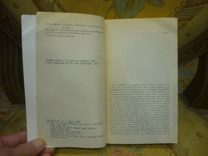 Libros de segunda mano: T&Eacute;CNICAS DE PERSUASI&Oacute;N, DE J. A. C. BROWN. - Foto 3