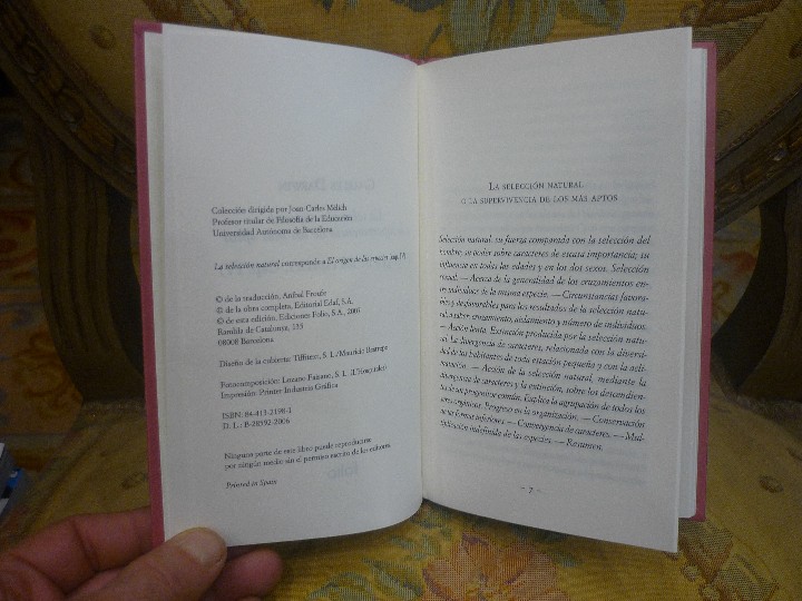 Libros de segunda mano: LA SELECCI&Oacute;N NATURAL (EL ORIGEN DE LAS ESPECIES), DE DARWIN. - Foto 4