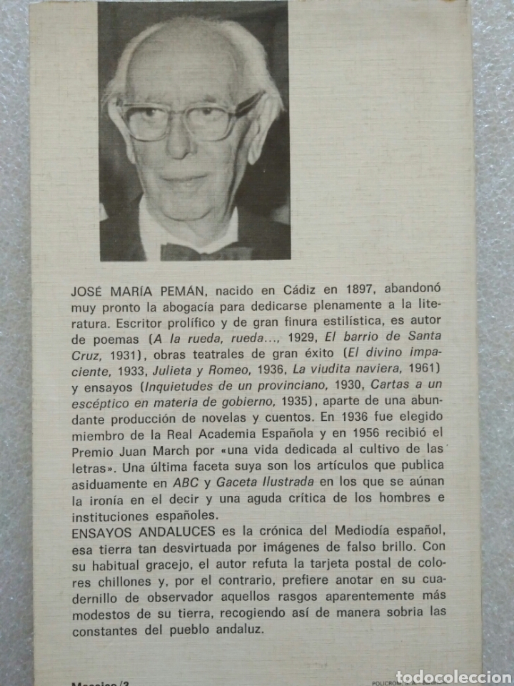 Libros de segunda mano: Ensayos andaluces. Jos&eacute; Maria Peman - Foto 2