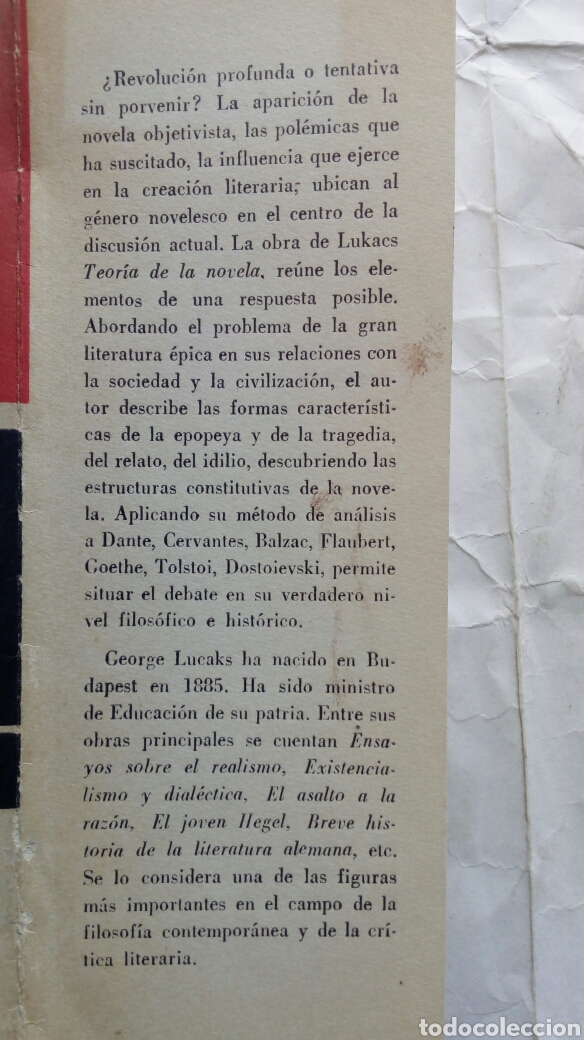 Libros de segunda mano: Teor&iacute;a de la Novela. Georg Lukacs. - Foto 3