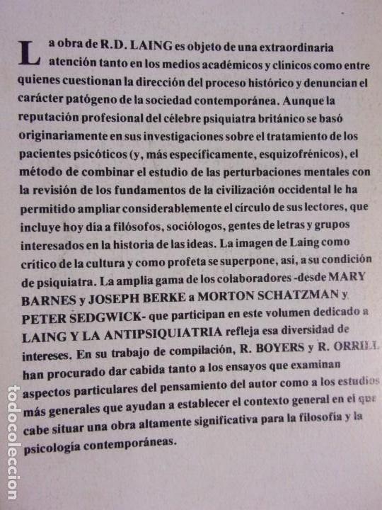 Libros de segunda mano: LAING Y LA ANTIPSIQUIATR&Iacute;A / 1978. Alianza editorial - Foto 3