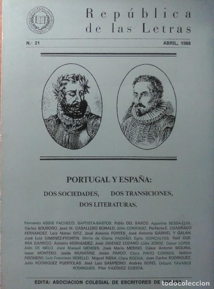 Libros de segunda mano: Rep&uacute;blica de las Letras, n&ordm; 21, abril 1988 - Foto 1