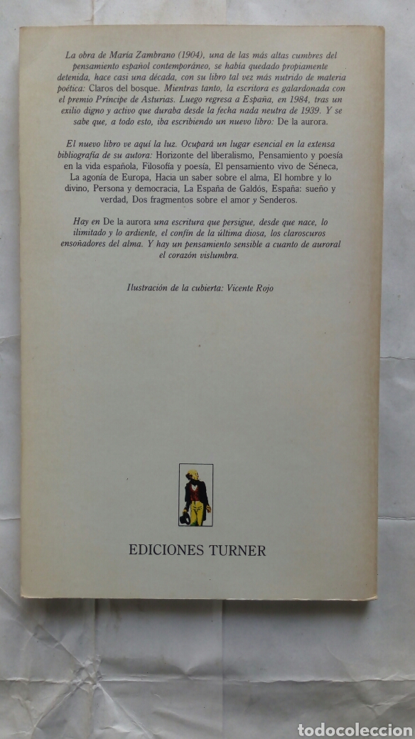 Libros de segunda mano: De la Aurora. Mar&iacute;a Zambrano. - Foto 2