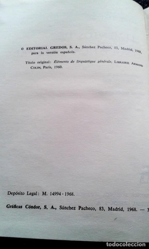 Libros de segunda mano: ELEMENTOS DE LINGUISTICA GENERAL  GREDOS 2&ordf; ED ENCUADERNACI&Oacute;N DE LUJO - Foto 4