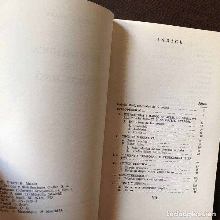 Libros de segunda mano: La novel&iacute;stica de Gabriel Mir&oacute;. Yvette E. Miller. Buen estado - Foto 3