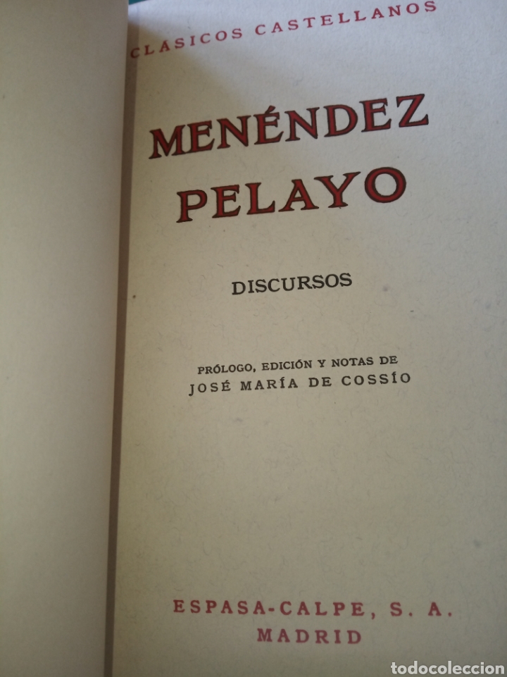 Libros de segunda mano: Discursos. Men&eacute;ndez Pelayo - Foto 5