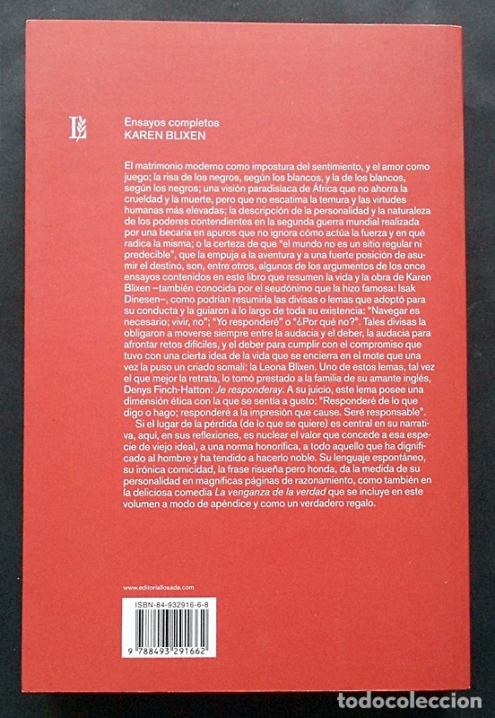 Libros de segunda mano: Ensayos completos - Karen Blixen - Losada (2003) - Foto 2
