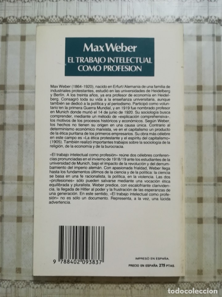Libros de segunda mano: El trabajo intelectual como profesi&oacute;n - Max Weber - Foto 2