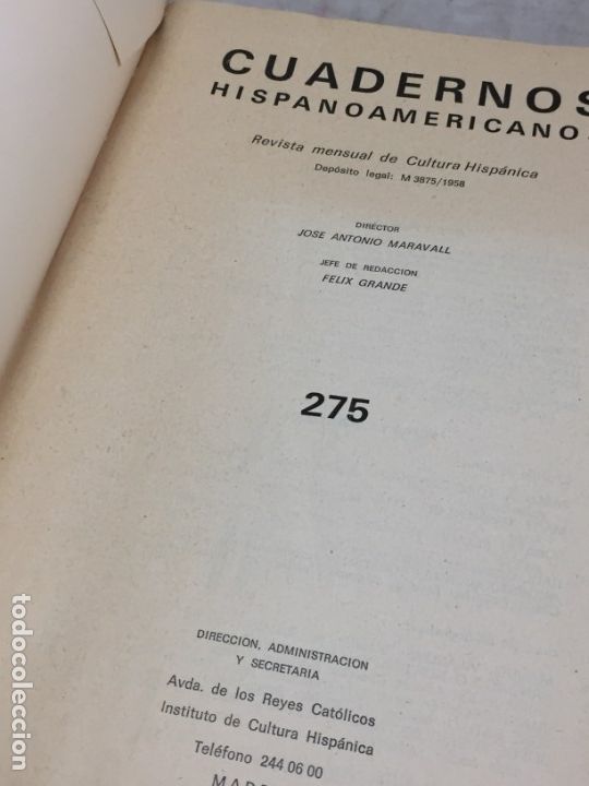 Libros de segunda mano: Cuadernos Hispanoamericanos. mayo 1973 n&uacute;mero 275 Madrid - Foto 3