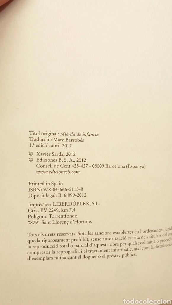 Libros de segunda mano: Merda dinfancia. Xavier Sard&aacute;. EDICIONES B, 1 Ed, 2012. - Foto 6