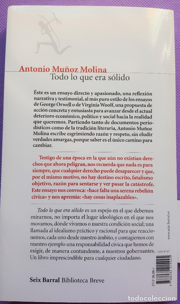 Libros de segunda mano: TODO LO QUE ERA S&Oacute;LIDO.ANTONIO MU&Ntilde;OZ MOLINA - Foto 3