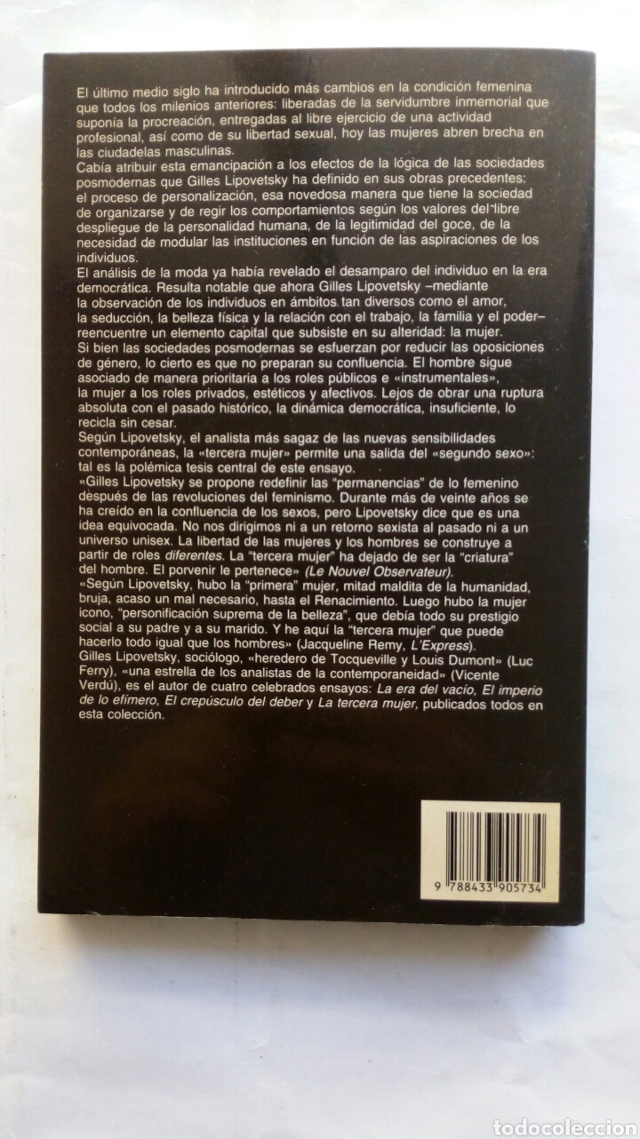 Libros de segunda mano: La tercera mujer. Gilles Lipovetsky. - Foto 2