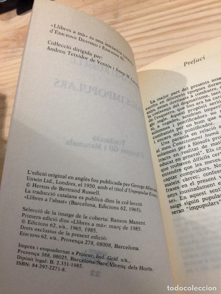 Libros de segunda mano: Assaigs impopulars - Bertrand Russell - Foto 2