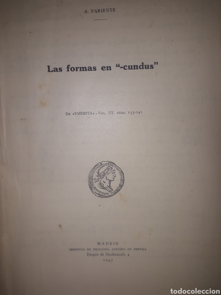 Libros de segunda mano: LAS FORMAS EN -CUNDUS &Aacute;NGEL PARIENTE - Foto 1