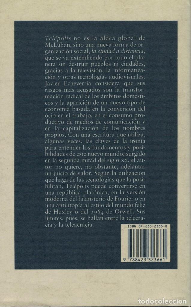 Libros de segunda mano: Javier Echeverr&iacute;a, Tel&eacute;polis - Foto 2