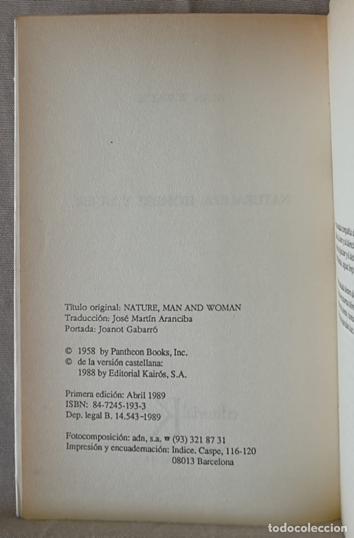 Libros de segunda mano: Naturaleza, hombre y mujer. Alan Watts. - Foto 3