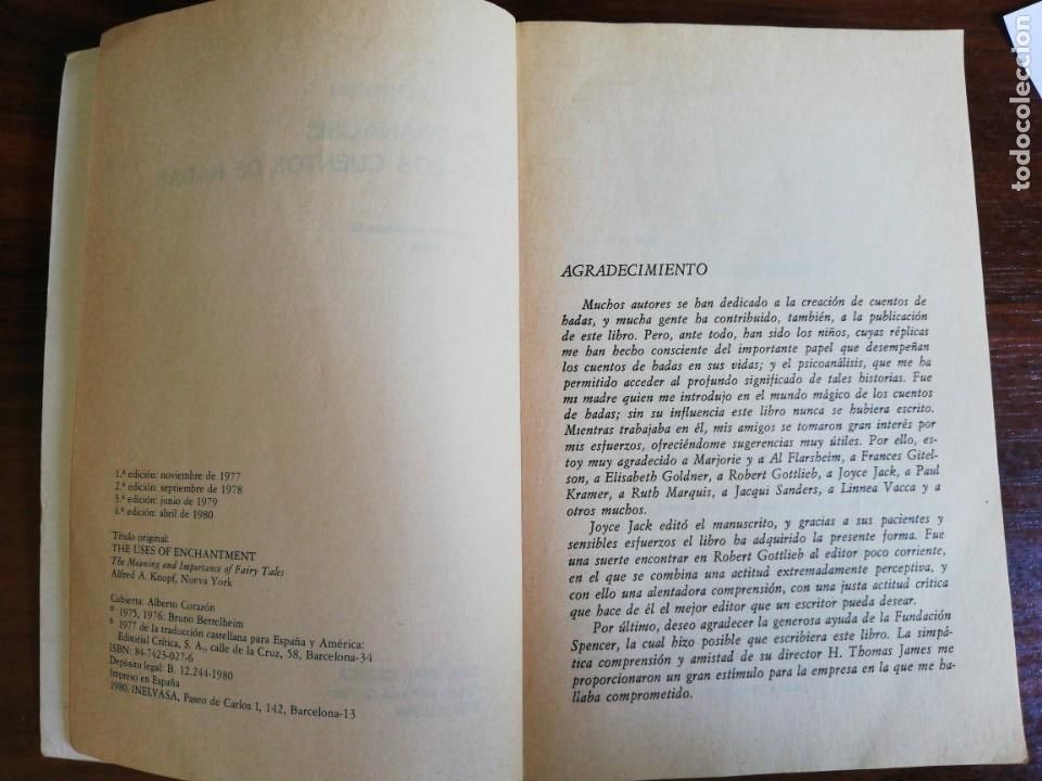 Libros de segunda mano: PSICOAN&Aacute;LISIS DE LOS CUENTOS DE HADAS.BRUNO BETTELHEIM - Foto 3