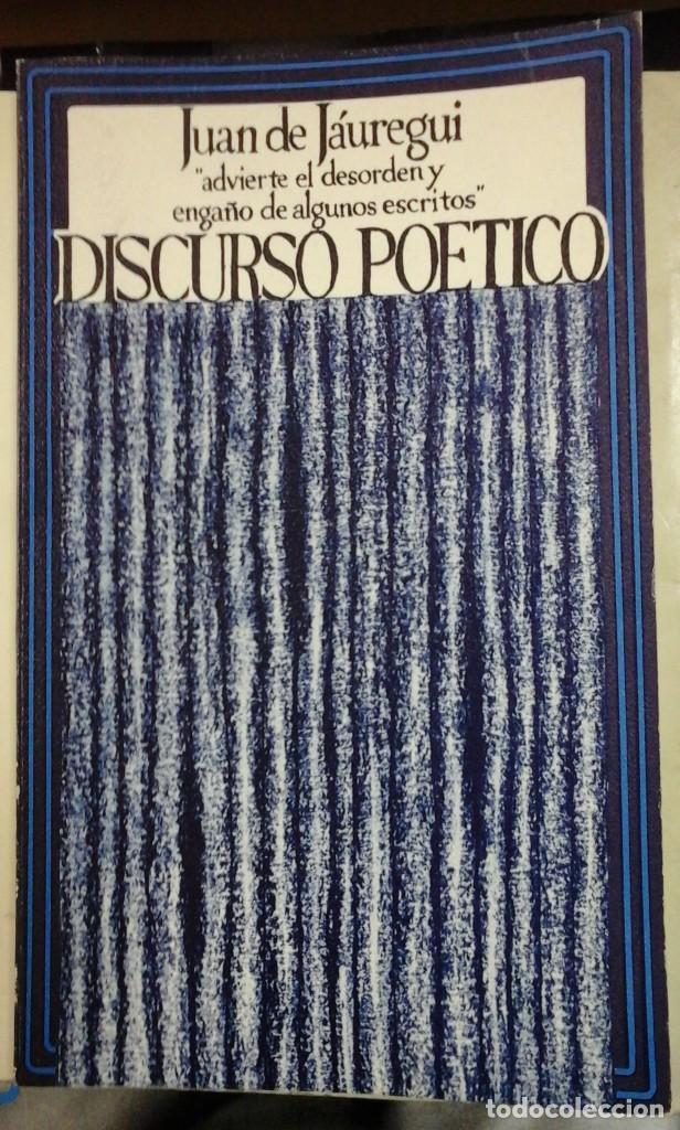 Libros de segunda mano: Juan de Jauregui: DISCURSO PO&Eacute;TICO (Madrid, 1978) - Foto 1