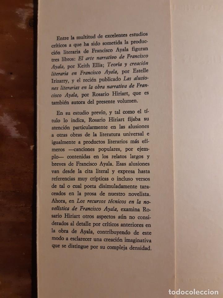 Libros de segunda mano: Los recursos t&eacute;cnicos en la novel&iacute;stica de Francisco Ayala - Foto 4