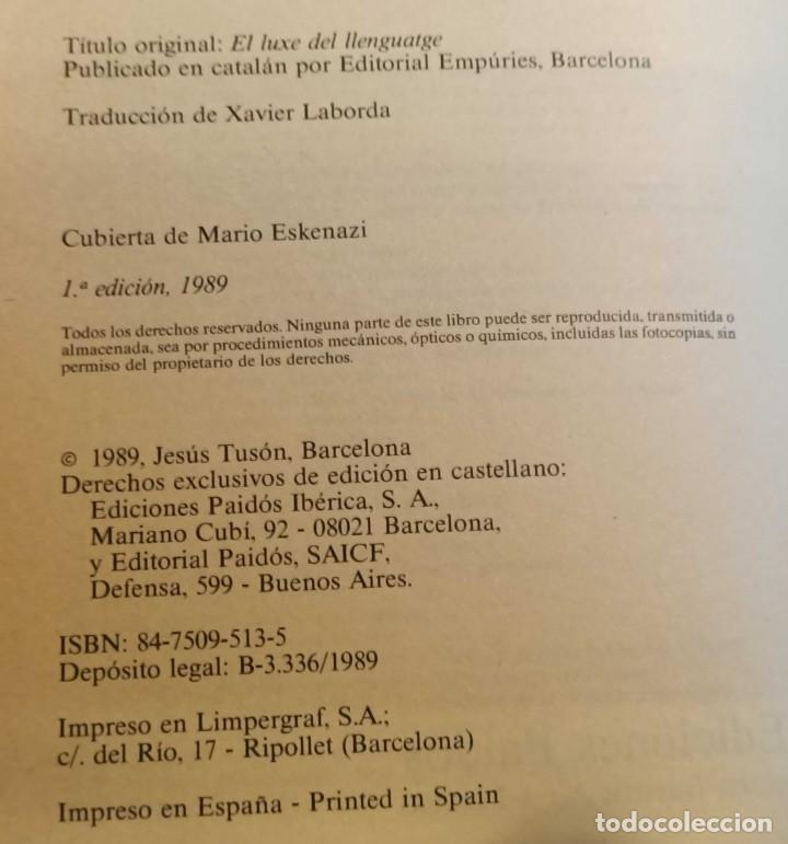 Libros de segunda mano: Libro El Lujo del Lenguaje de Jes&uacute;s Tuson, 1989 - Foto 3
