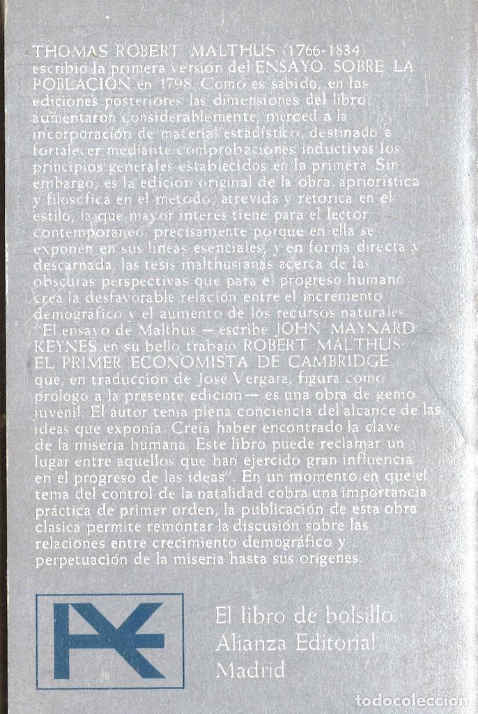 Libros de segunda mano: Primer ensayo sobre la poblaci&oacute;n. Robert Malthus. 1970 - Foto 2