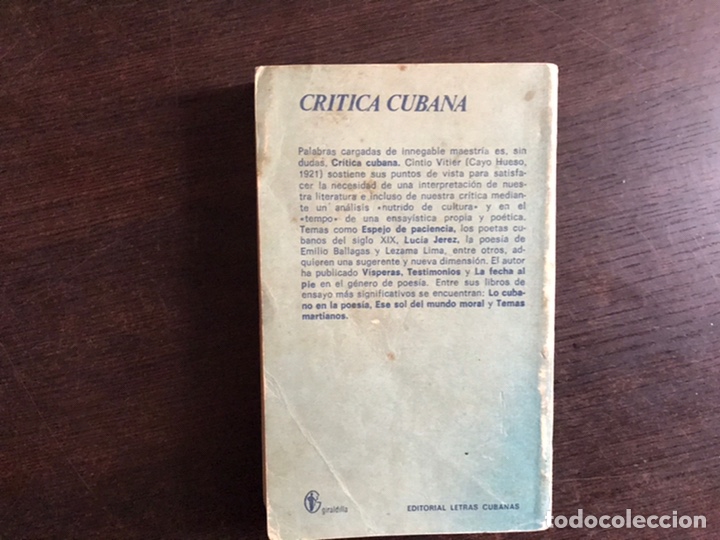 Libros de segunda mano: Cr&iacute;tica cubana. Cintio Vitier - Foto 2