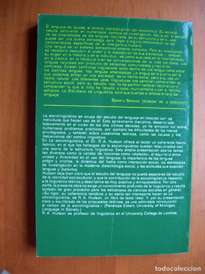 Libros de segunda mano: LA SOCIOLING&Uuml;&Iacute;STICA / R. A. HUDSON - Foto 2