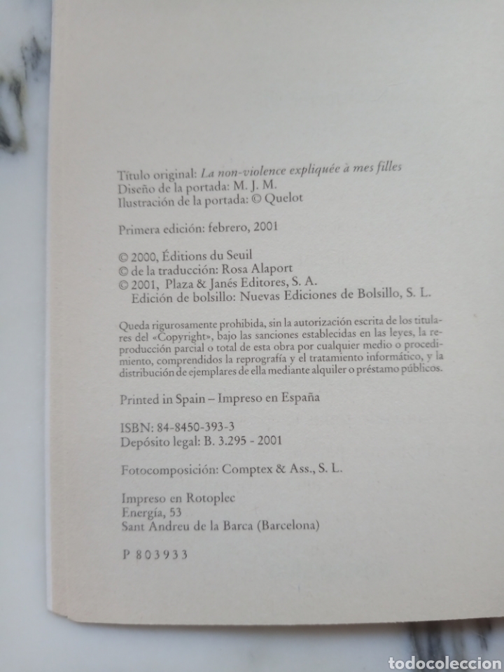 Libros de segunda mano: LA NO-VIOLENCIA EXPLICADA A MIS HIJAS - JACQUES S&Eacute;MELIN - 2001 - Foto 3