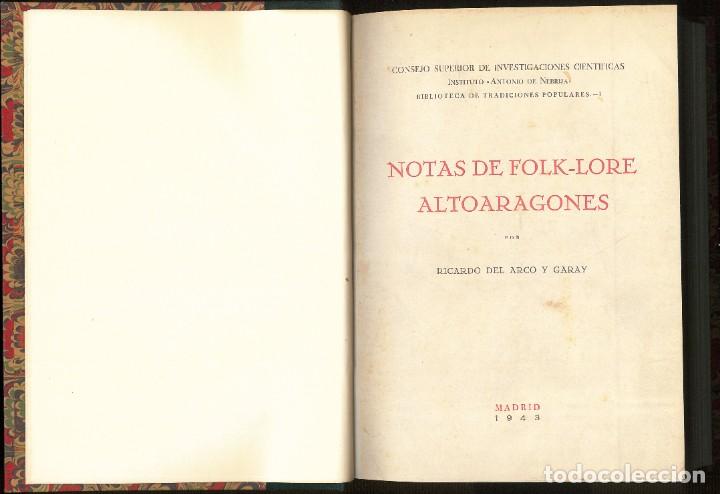 Libros de segunda mano: Notas de folklore altoaragon&eacute;s - ARCO y GARAY, Ricardo - Foto 2