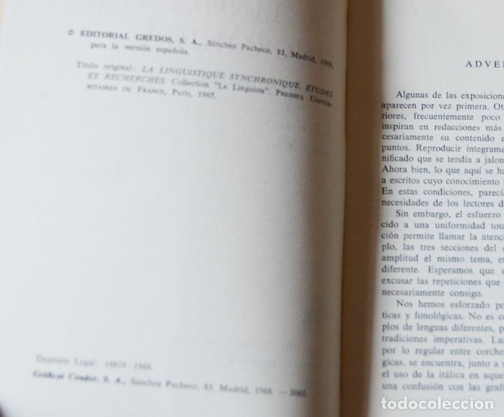 Libros de segunda mano: LA LING&Uuml;ISTICA SINCRONICA - ANDRE MARTINET - EDITORIAL GREDOS - Foto 3