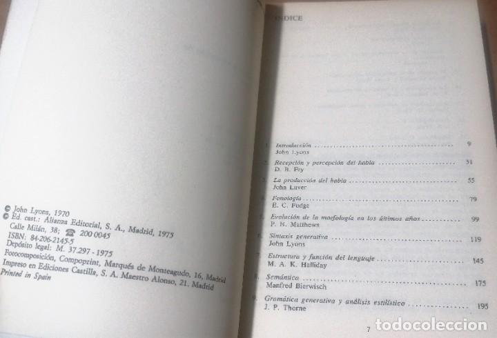 Libros de segunda mano: John Lyons, Nuevos horizontes de la ling&uuml;&iacute;stica, Alianza, 1975 - Foto 3