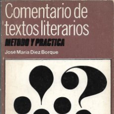 Libros de segunda mano: COMENTARIOS DE TEXTOS LITERARIOS. MÉTODO Y PRÁCTICA, JOSÉ MARÍA DIEZ BORQUE