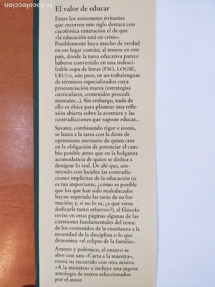 Libros de segunda mano: EL VALOR DE EDUCAR / FERNANDO SAVATER / 1997. C&Iacute;RCULO DE LECTORES - Foto 2