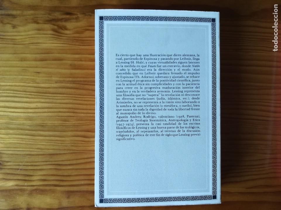 Libros de segunda mano: Escritos filos&oacute;ficos y teol&oacute;gicos. G.E. Lessing. - Foto 2