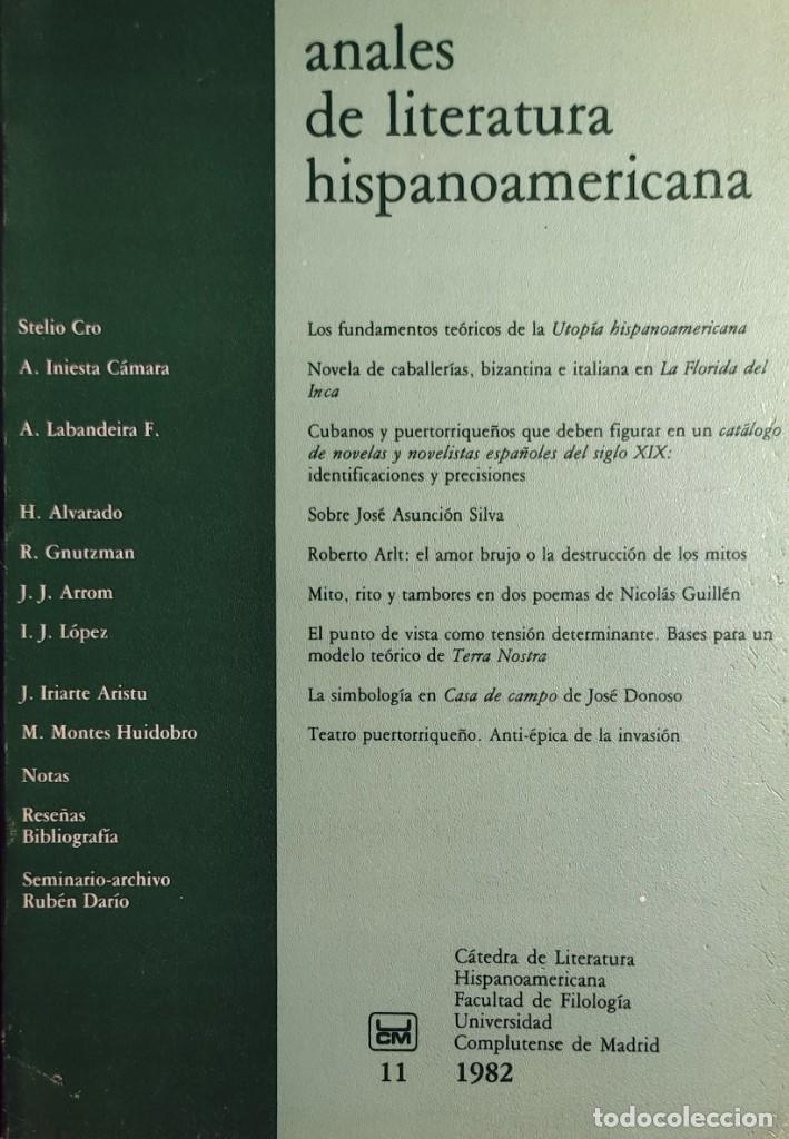 Gebrauchte B&uuml;cher: ANALES DE LITERATURA HISPANOAMERICANA, 11 (1982) / UNIVERSIDAD COMPLUTENSE DE MADRID.