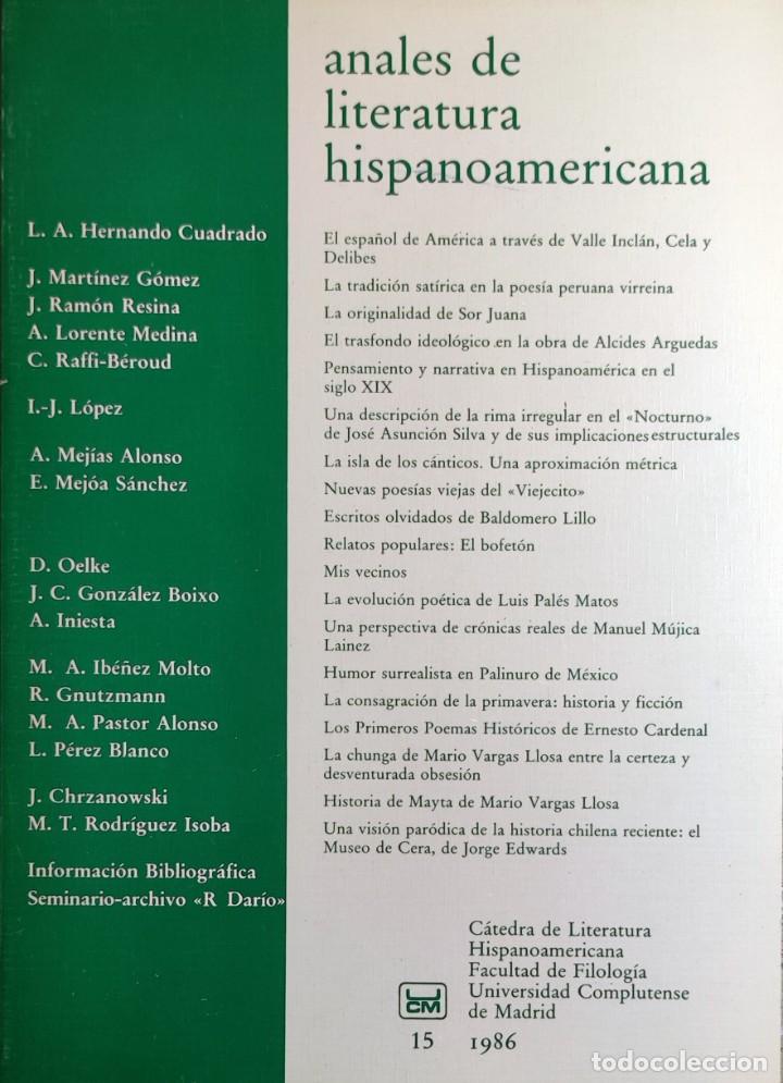 Libros de segunda mano: ANALES DE LITERATURA HISPANOAMERICANA, 15 (1986) / UNIVERSIDAD COMPLUTENSE DE MADRID.