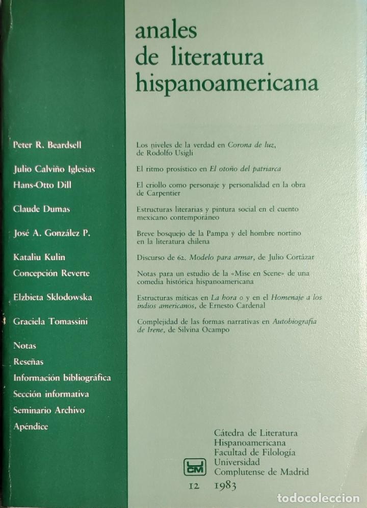 Gebrauchte B&uuml;cher: ANALES DE LITERATURA HISPANOAMERICANA, 12 (1983) / UNIVERSIDAD COMPLUTENSE DE MADRID.
