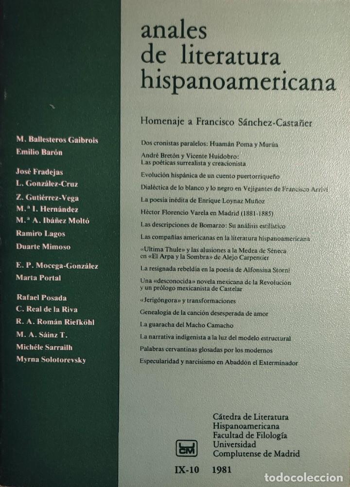 Libros de segunda mano: ANALES DE LITERATURA HISPANOAMERICANA, IX-10 (1981) / UNIVERSIDAD COMPLUTENSE DE MADRID.