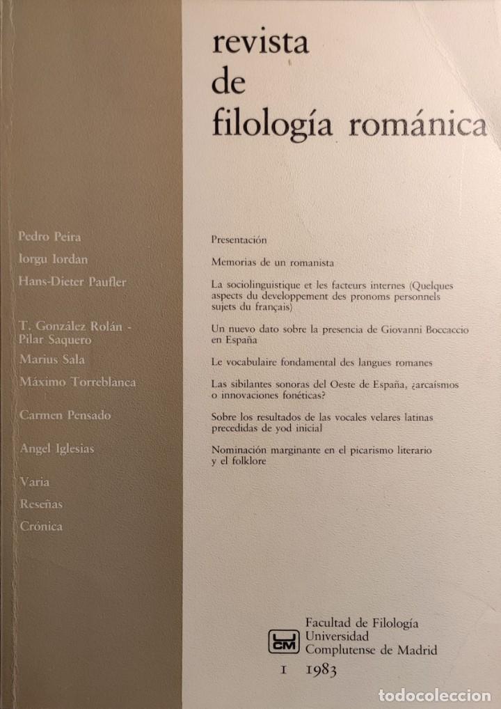 Gebrauchte B&uuml;cher: REVISTA DE FILOLOG&Iacute;A ROM&Aacute;NICA, I (1983) / UNIVERSIDAD COMPLUTENSE DE MADRID, FACULTAD DE FILOLOG&Iacute;A.