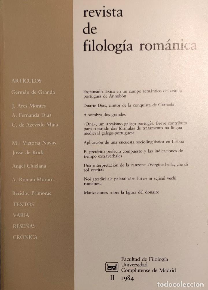 Libros de segunda mano: REVISTA DE FILOLOG&Iacute;A ROM&Aacute;NICA, II (1984) / UNIVERSIDAD COMPLUTENSE DE MADRID, FACULTAD DE FILOLOG&Iacute;A.